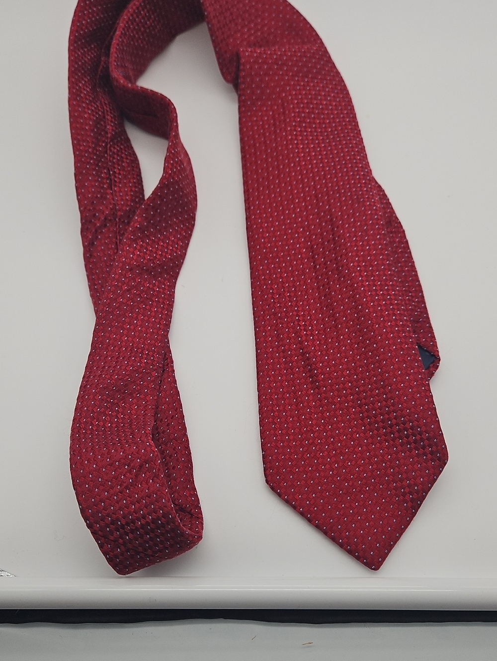 Men's Burgundy Microdot Neck Tie - Refined Formal Accessory